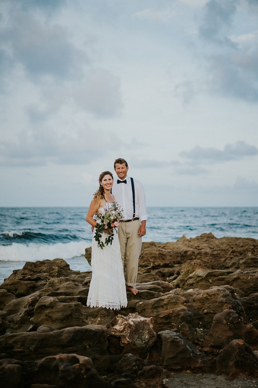 Coral Cove beach elopement wedding couple on rocky beach