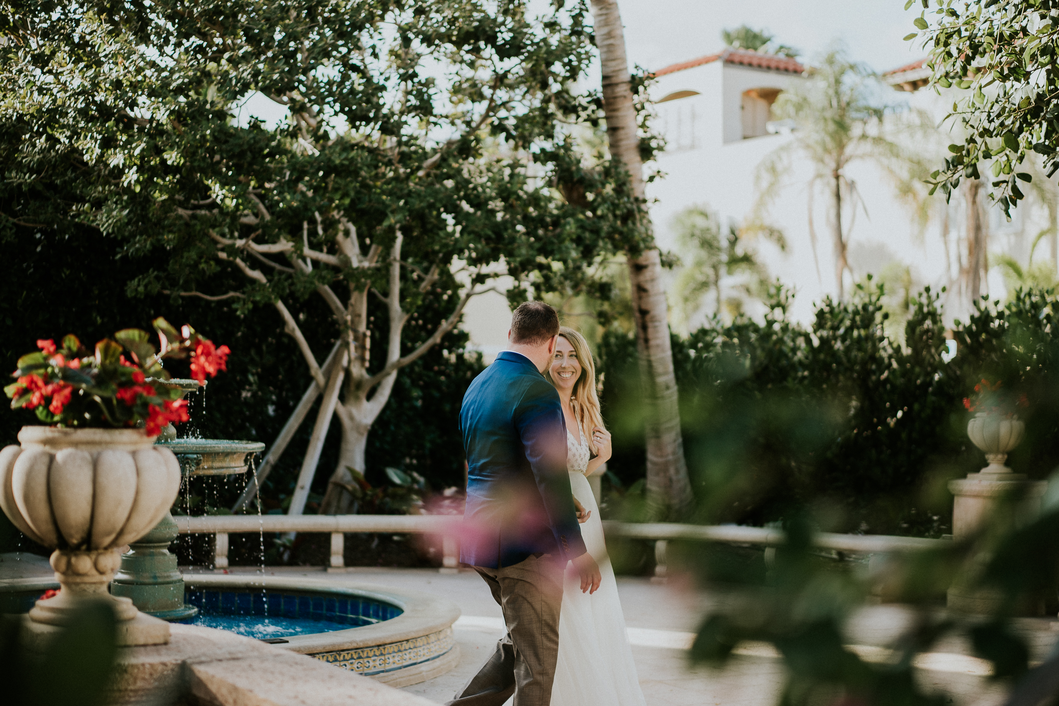 A couple eloping in a handfasting ceremony on Worth Avenue in Palm Beach FL