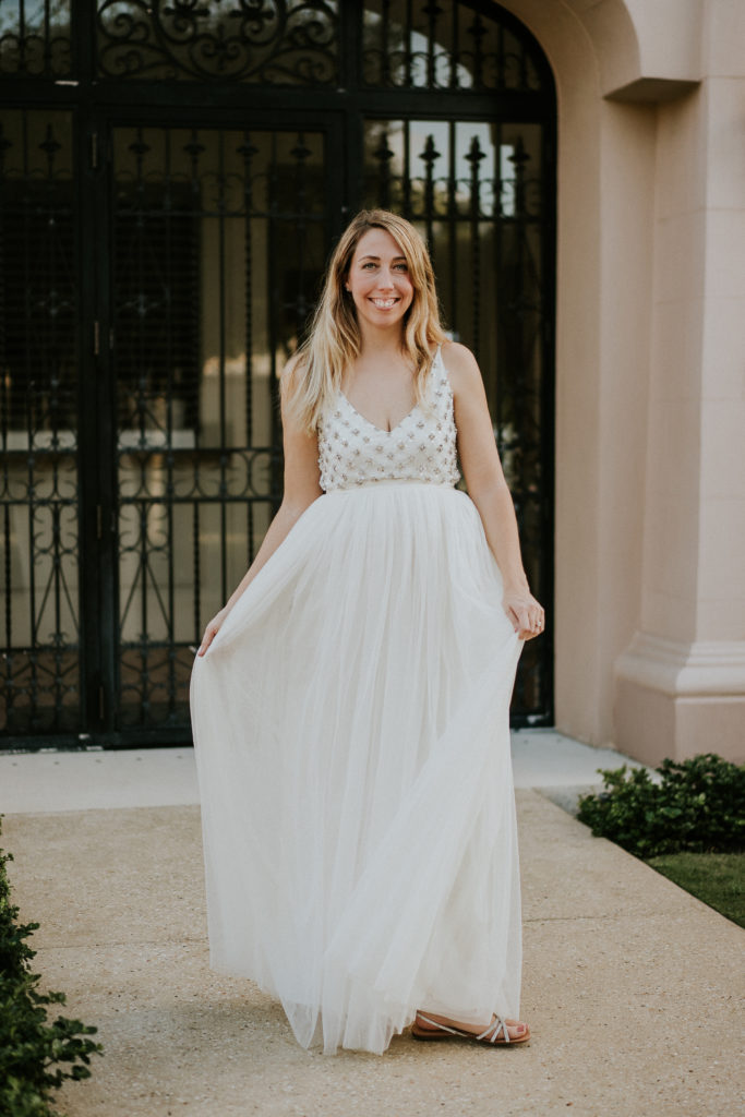 Jeweled empire waist v-neck tulle skirt wedding dress for Florida bride Palm Beach Worth Ave