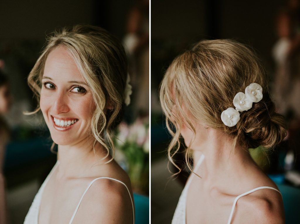 Portrait of bride with her makeup and hair done for wedding