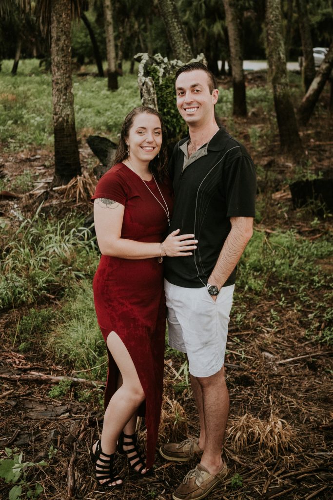 Sarasota wedding couple posing for engagement photos in Myakka River State Park