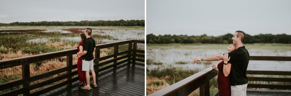 View of couple from behind looking at the floodplains of Myakka birdwalk