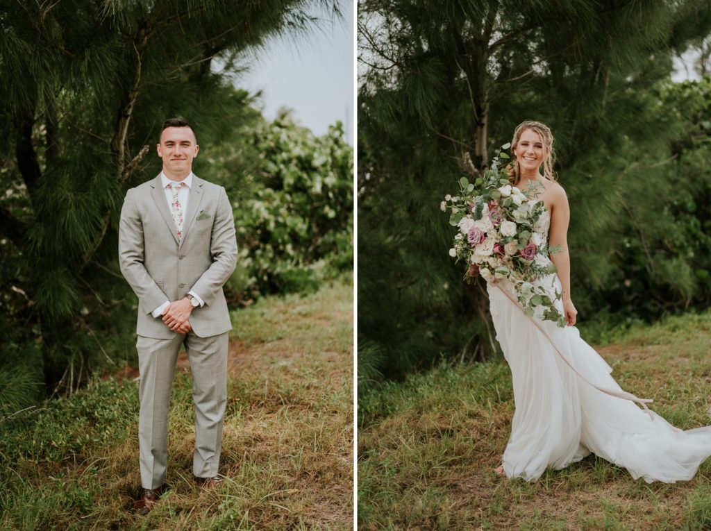 Bride and groom side-by-side wedding attire for House of Refuge elopement