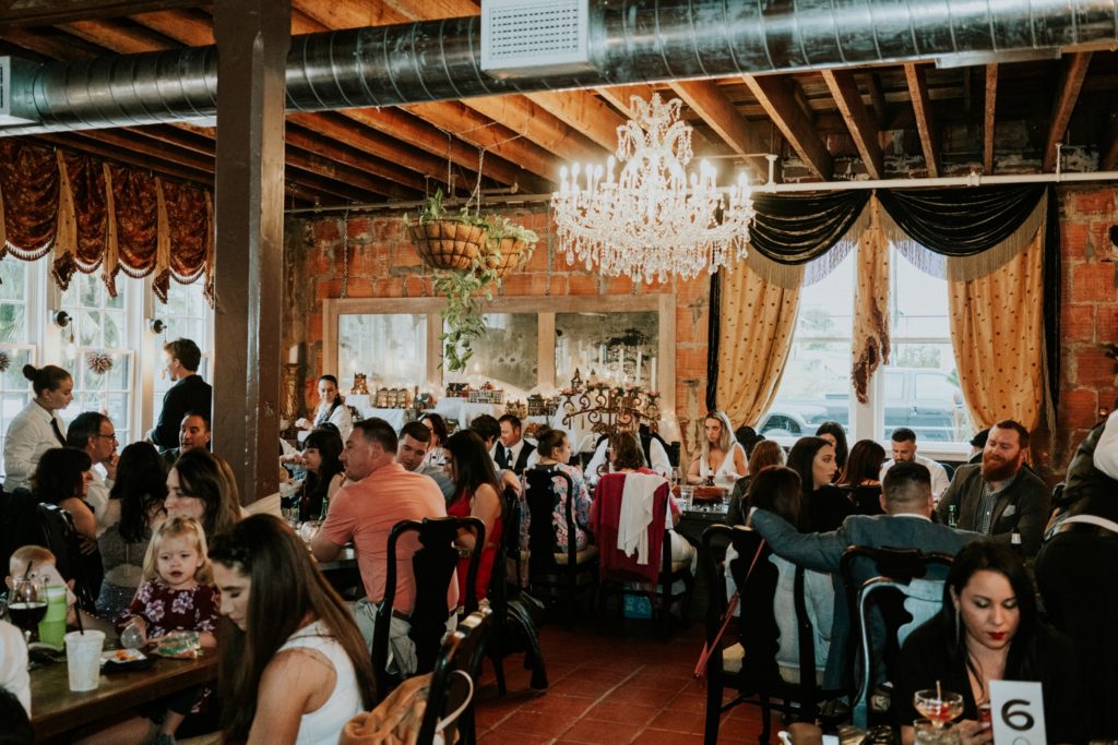 Cafe Martier Downtown Stuart small intimate wedding reception room with chandelier