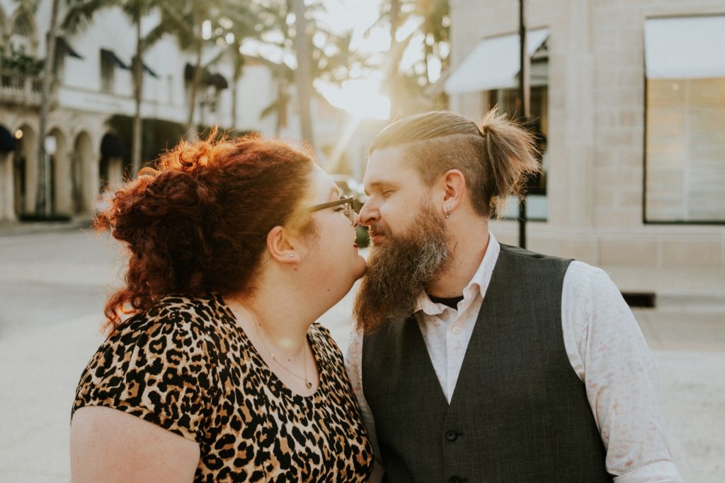 Sunburst kiss Florida engagement photo