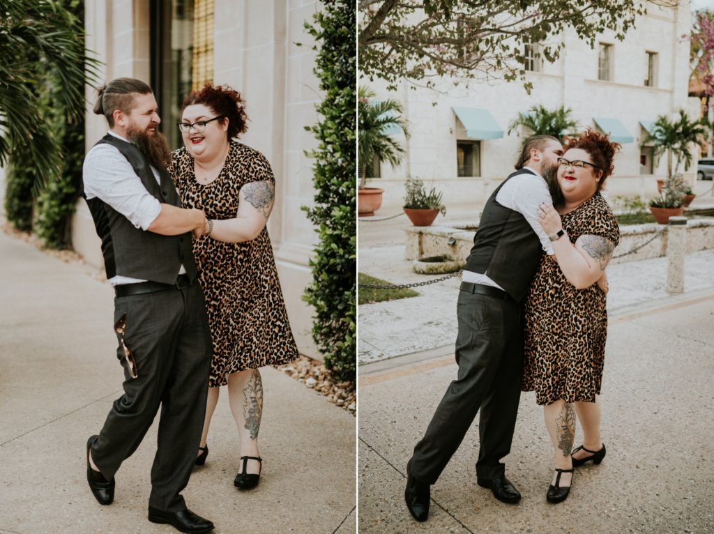 Nikki tickles Matt on Worth Ave Palm Beach FL engagement