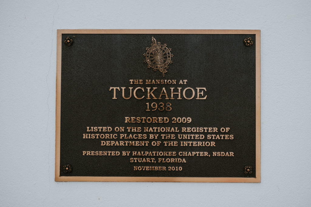 Tuckahoe Mansion historic plaque wedding venue Jensen Beach FL wedding photography