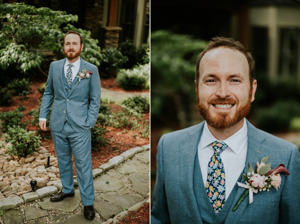 Groom portraits in Duluth family home backyard wedding FL elopement photography