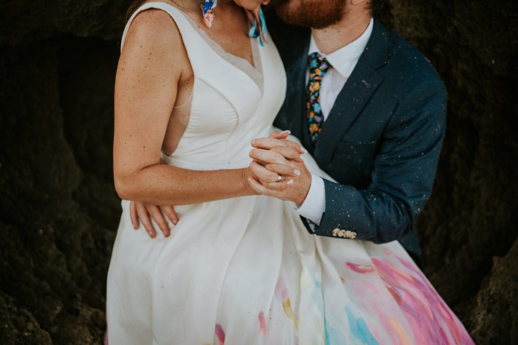 Romantic wedding photography holding hands House of Refuge Stuart FL elopement