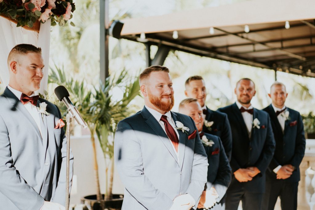 Groom first look reaction ceremony
