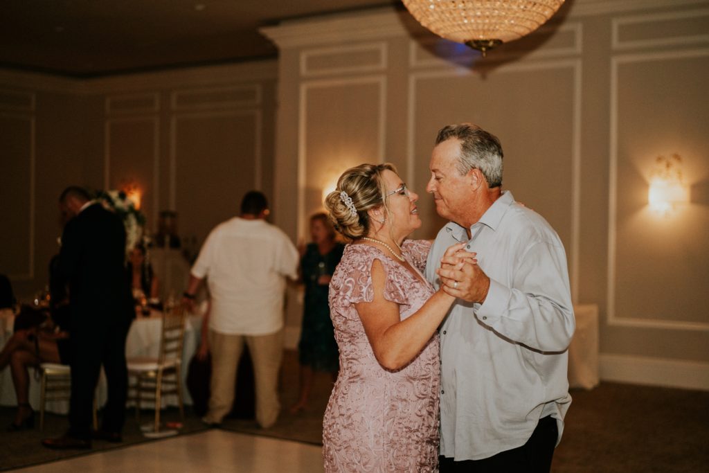 Bride's parents dancing at Wanderers Club wedding reception Wellington FL photographer