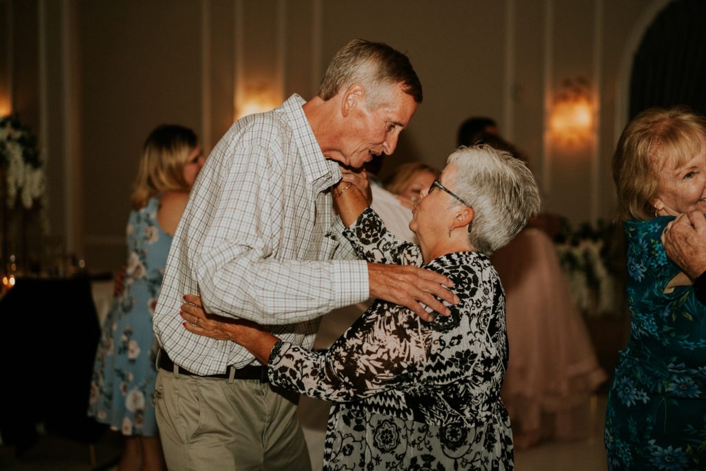 Elderly couple dancing at Wanderers Club wedding reception Wellington FL photographer