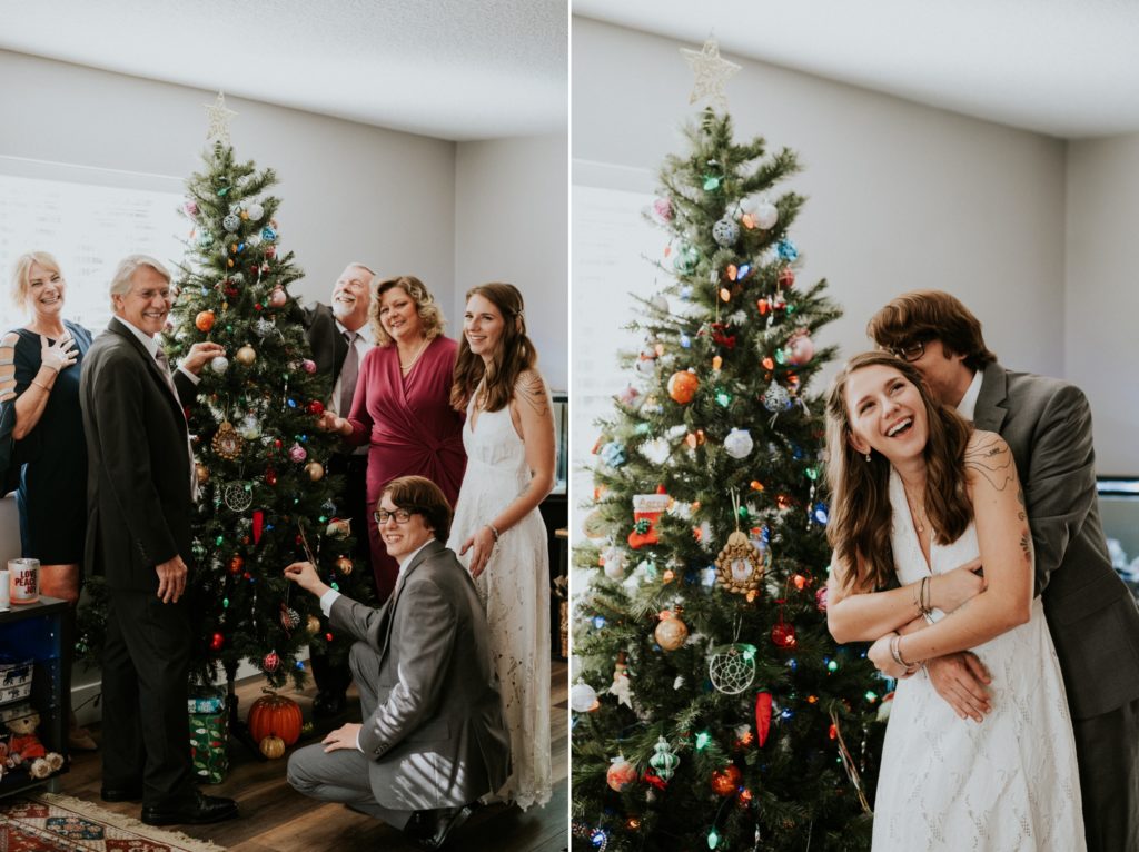 Jupiter Florida home family holiday wedding photo with Christmas tree
