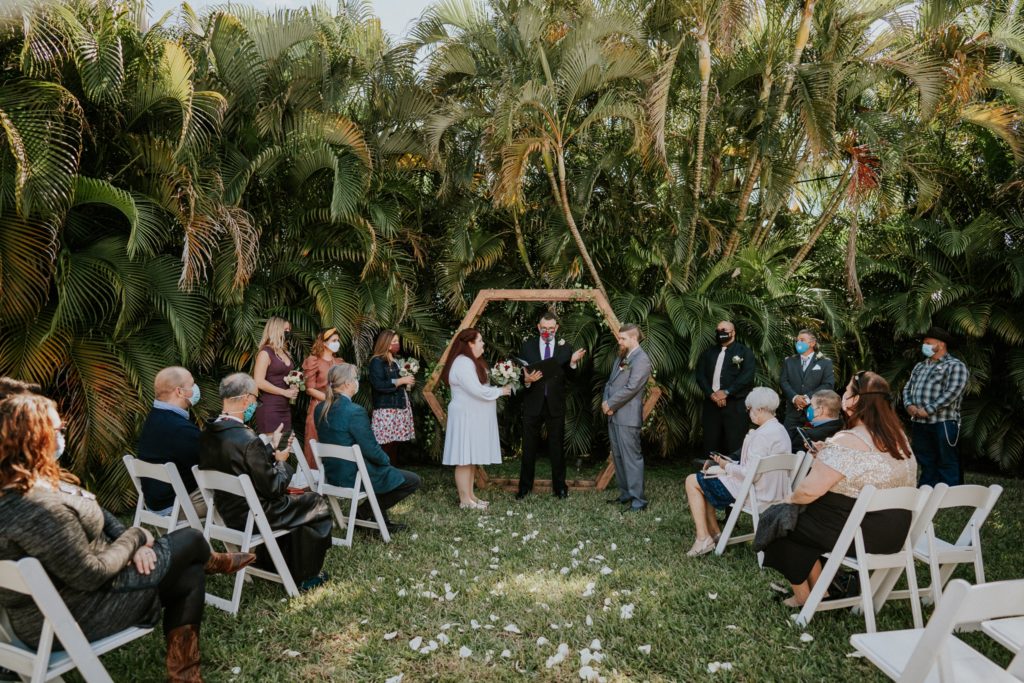 Backyard wedding ceremony in West Palm Beach Florida