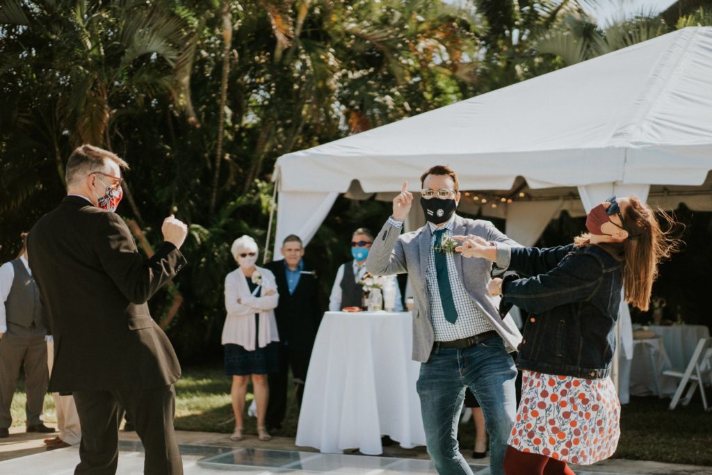 Florida backyard wedding reception dancing guests