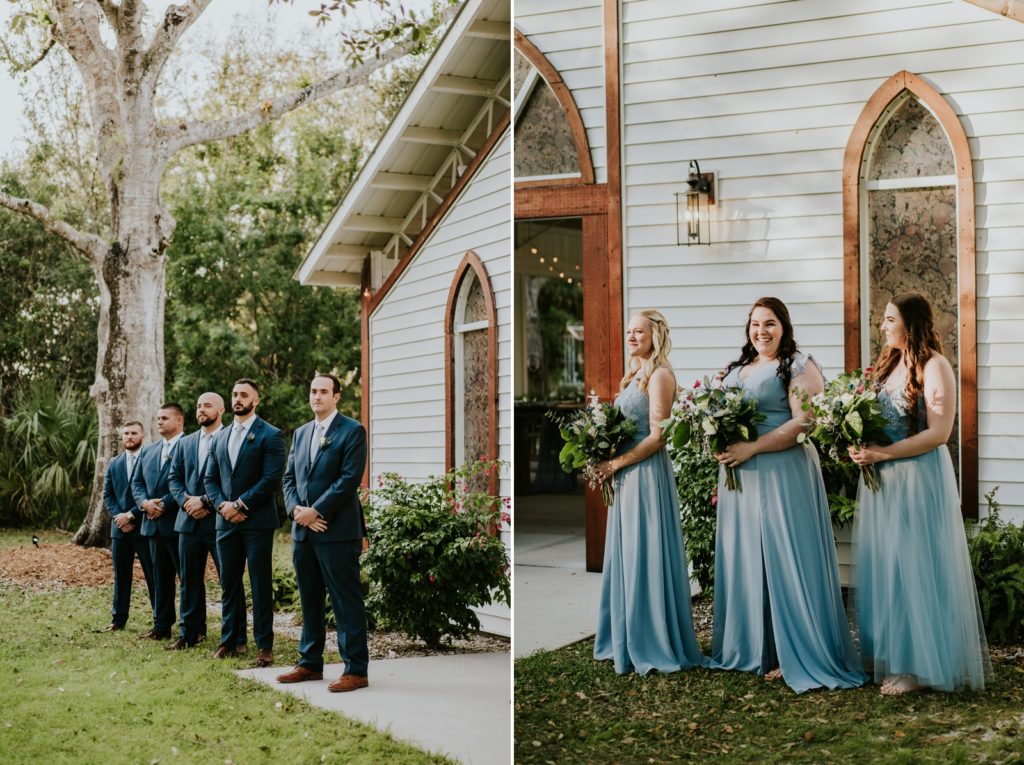 Wedding party standing for ceremony