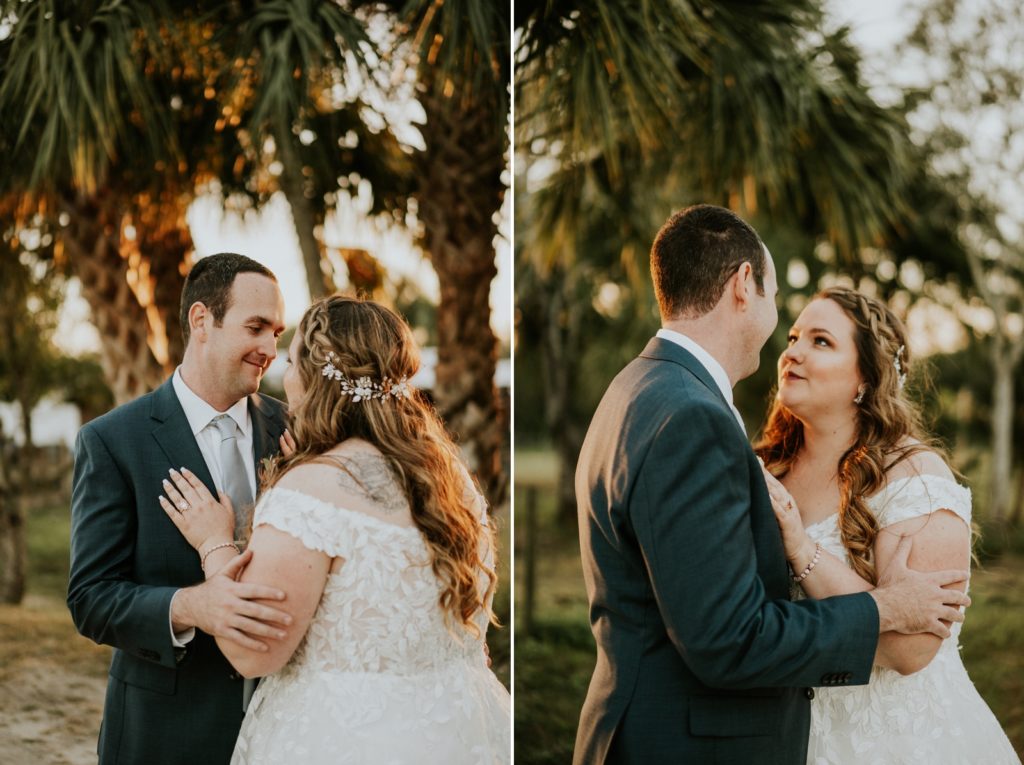Bride and groom gaze into each other's eyes FL elopement photography