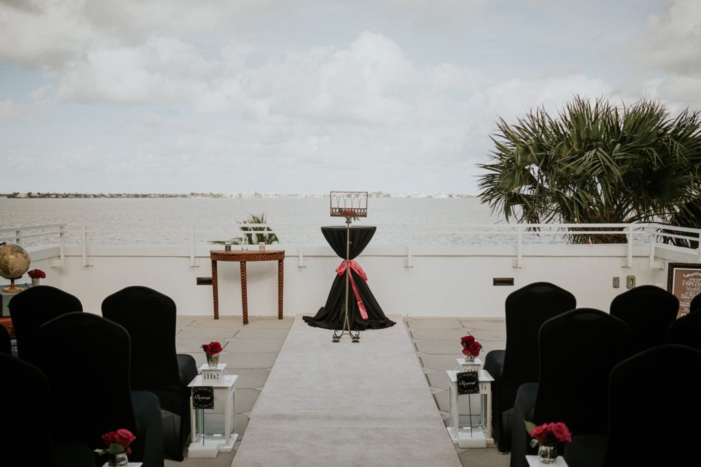 Tuckahoe Mansion wedding ceremony on balcony overlooking Jensen Beach intracoastal