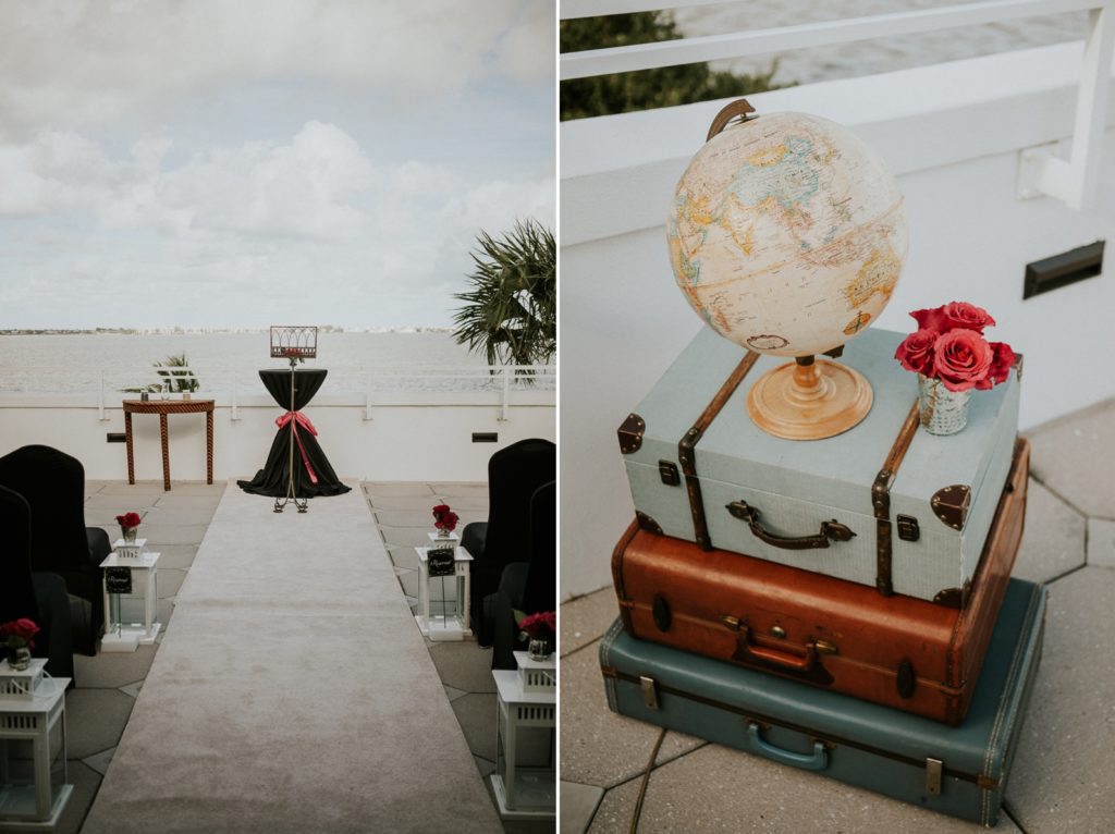 Tuckahoe Mansion wedding ceremony on balcony overlooking Jensen Beach intracoastal