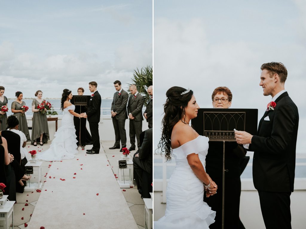 Tuckahoe Mansion wedding ceremony on balcony overlooking Jensen Beach intracoastal