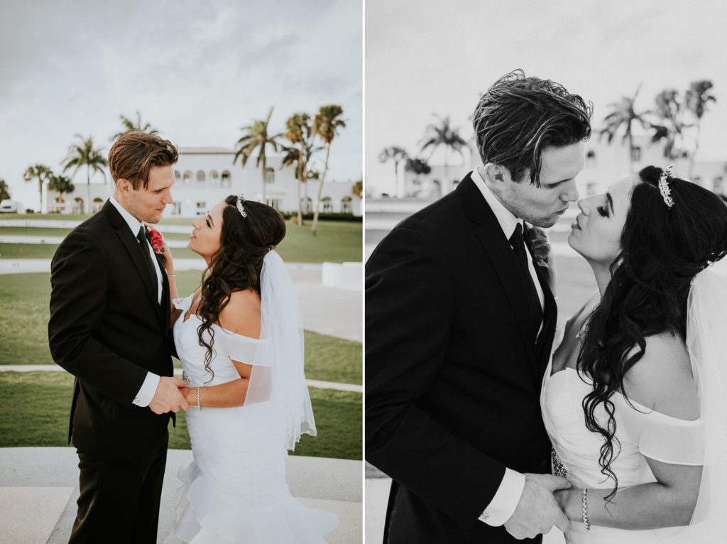 Tuckahoe Mansion wedding couple kiss Jensen Beach FL Photographer