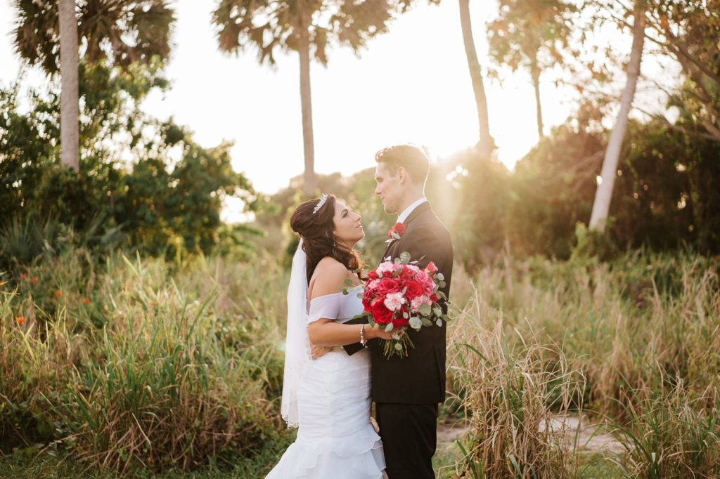 South FL wedding photography bride and groom at sunset