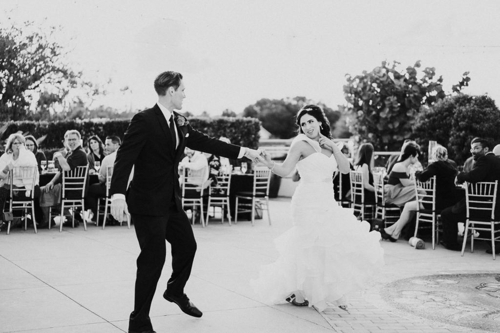 Tuckahoe Mansion wedding reception first dance in black and white