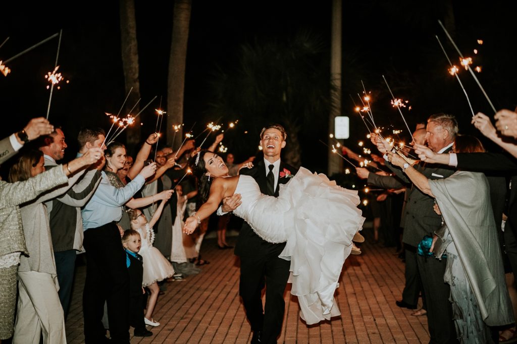 Tuckahoe Mansion wedding reception sparkler exit Jensen Beach FL photographer