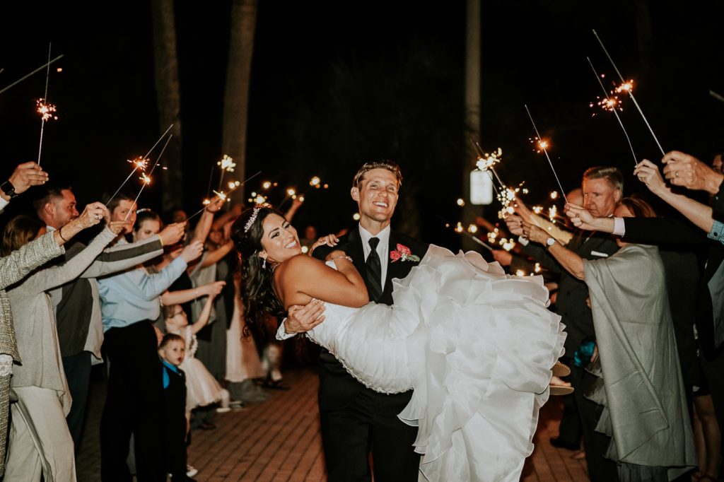 Tuckahoe Mansion wedding reception sparkler exit Jensen Beach FL photography