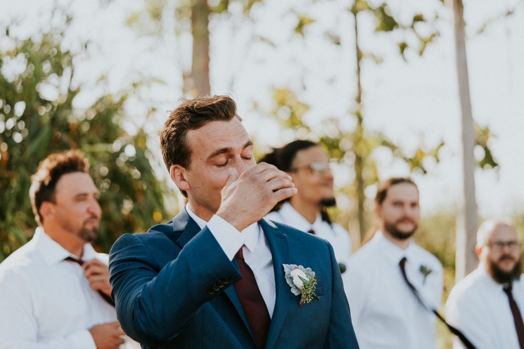 Groom cries seeing bride in aisle reveal ceremony