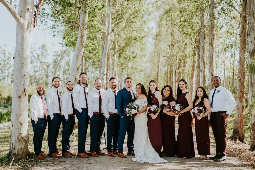 Kai Kai Farm wedding party with birch poplar trees Stuart FL