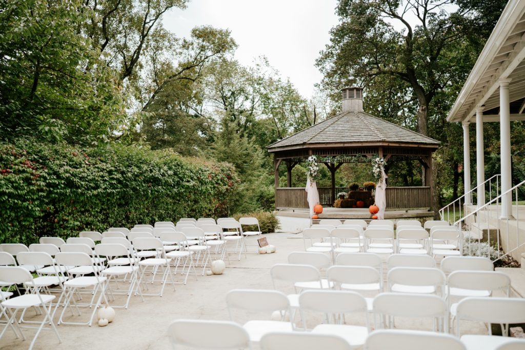 Gazebo ceremony site at Bensalen Township Country Club fall wedding