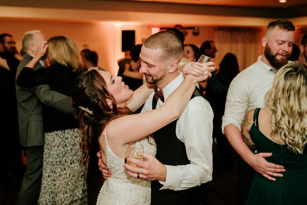 Newlywed couple dances at Bensalem Township Country Club wedding reception