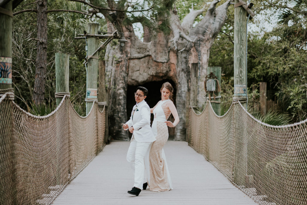 Two brides dancing Brevard Zoo Melbourne FL LGBT wedding photography