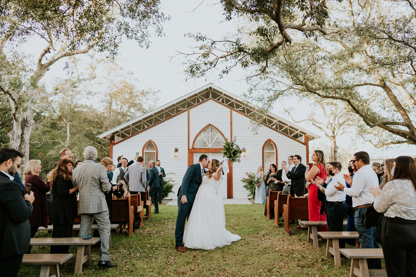 Cattleya Chapel Vero Beach FL wedding ceremony kiss