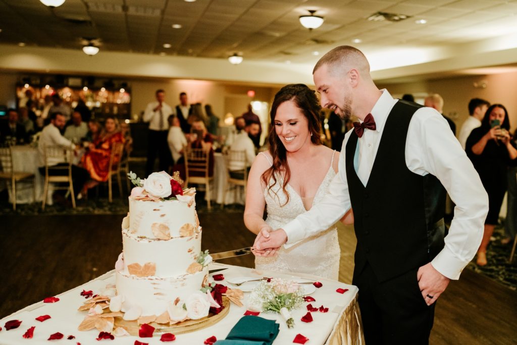 Cake cutting at Bensalem Township Country Club wedding